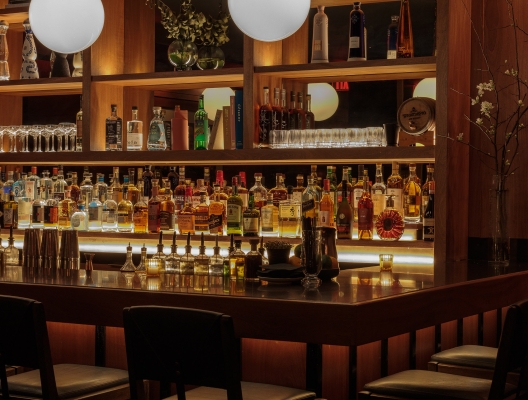 dimly lit tavern bar