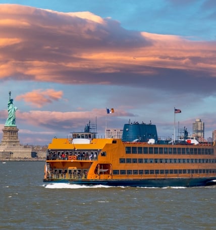 Staten Island ferry and Statue of Liberty