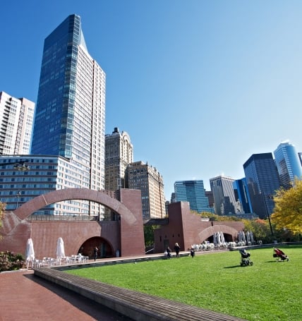 Lower Manhattan skyline seen from Battery Park