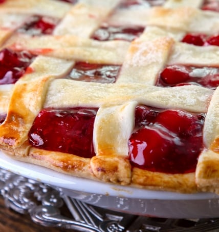 Fresh Baked Homemade Cherry Lattice Pie