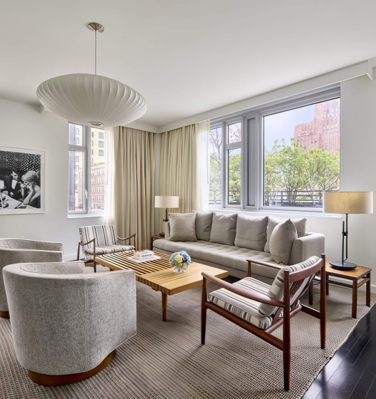 living room in hotel suite