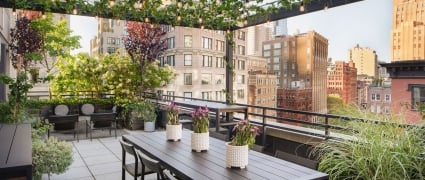 outdoor dining table on terrace