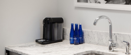 hotel mini bar with sink