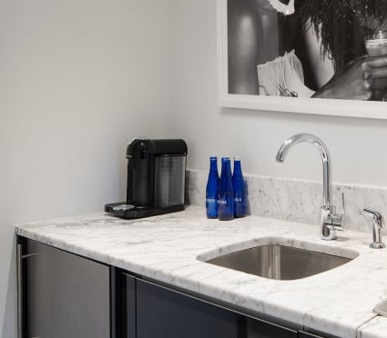 hotel mini bar with sink