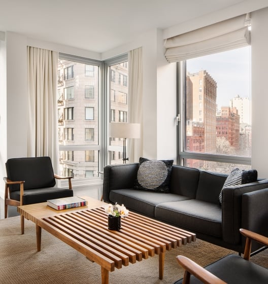 living room in hotel suite