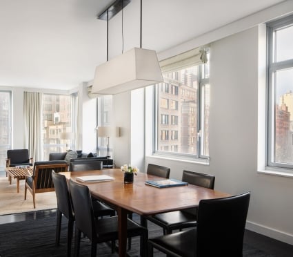 dining room table in hotel suite