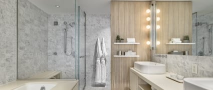 bathroom with soaking tub