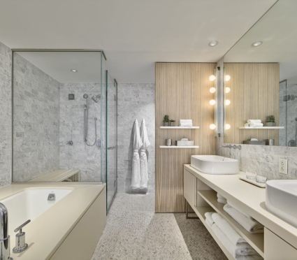 bathroom with soaking tub