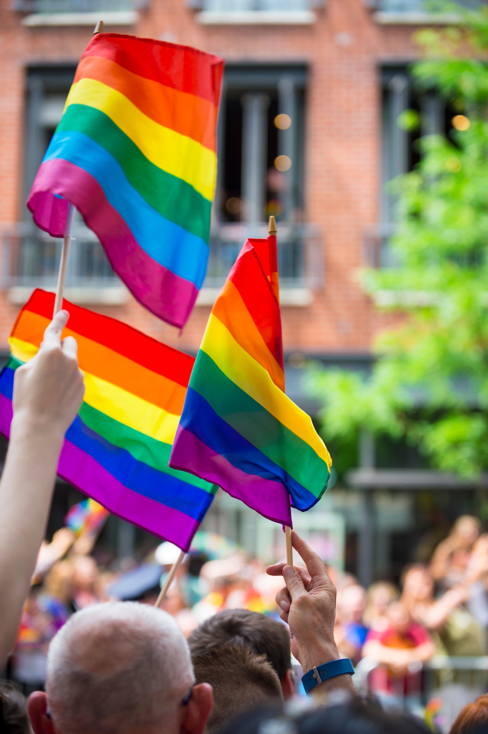 New York pride parade during the day.