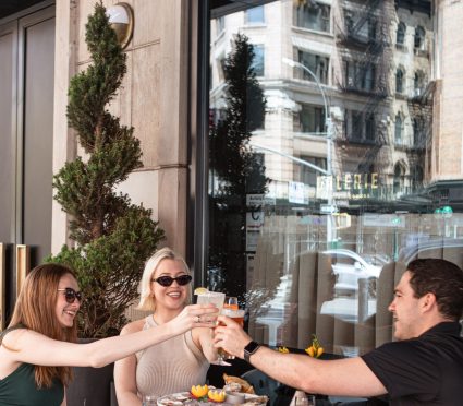 Friends enjoying brunch at Galerie Bar Tribeca