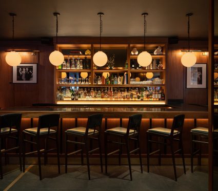 Inside of a Tribeca bar in NY, near One World Trade Center; The Smyth Hotel Galerie Bar