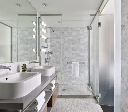 hotel bathroom with walk in shower