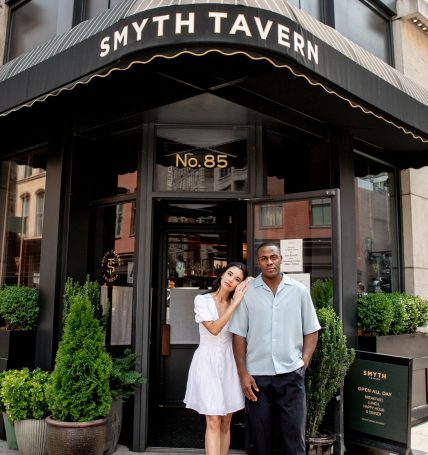 cCouple outside of Smyth Tavern in Tribeca NY