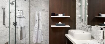 Hotel bathroom in Tribeca; Smyth Tribeca hotel bathroom