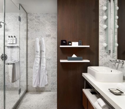 Hotel bathroom in Tribeca; Smyth Tribeca hotel bathroom